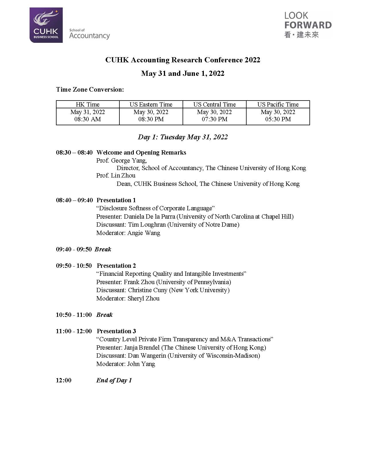 CUHK Accounting Research Conference 2022 CUHK Business School