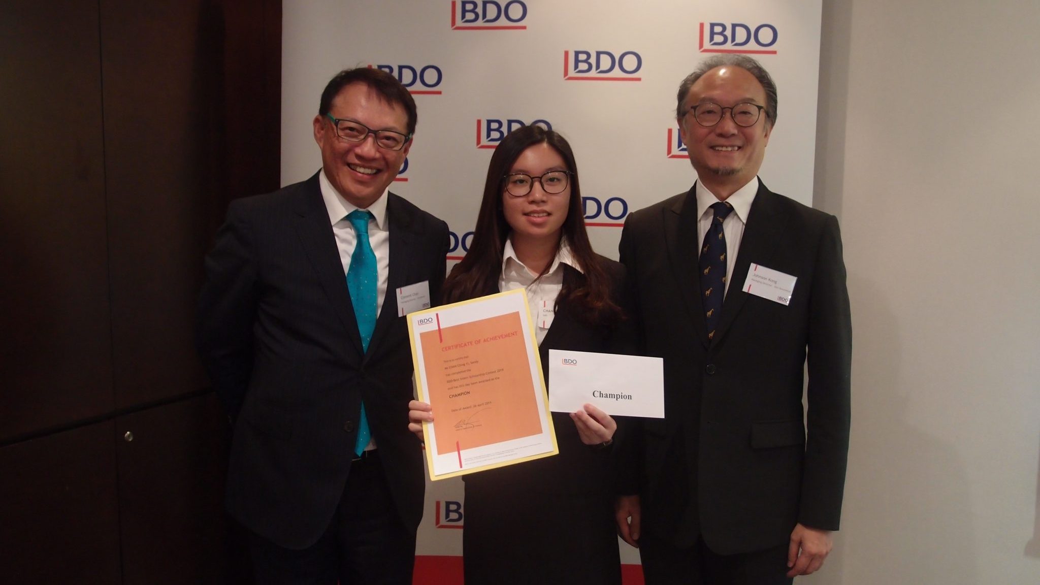 PACC Student came first at 2019 BDO Best Intern Scholarship Contest